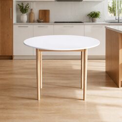 Round Dining Table 108CM White Nordic Design for 4-6