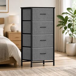 4-Drawer Chest of Drawers in Grey and Black for Efficient Storage