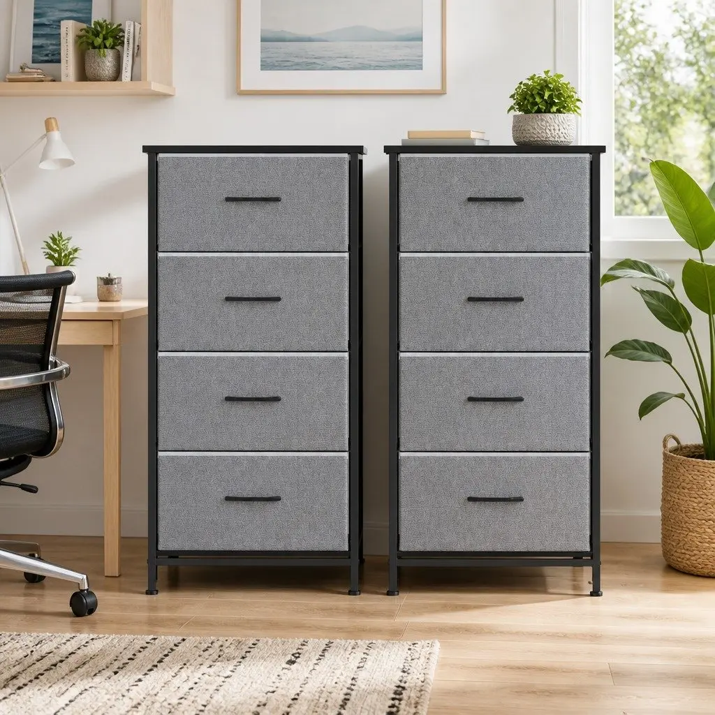 Chest of Drawers Storage Tallboy Grey 4 Drawers