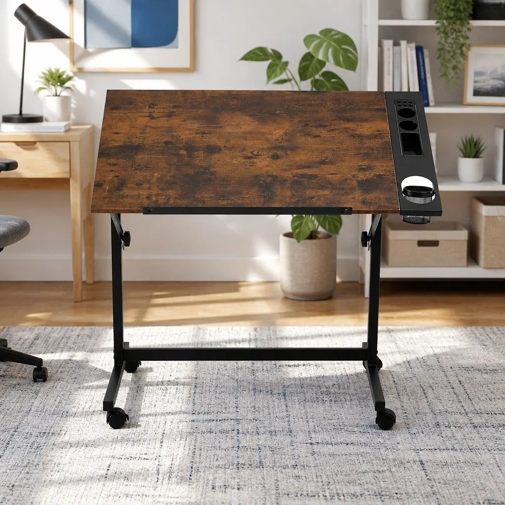 Drafting Table Adjustable Desktop Angle MDF Rustic Brown