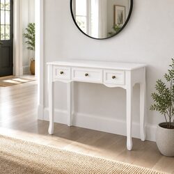 Functional Console Table in White with 3 Drawers