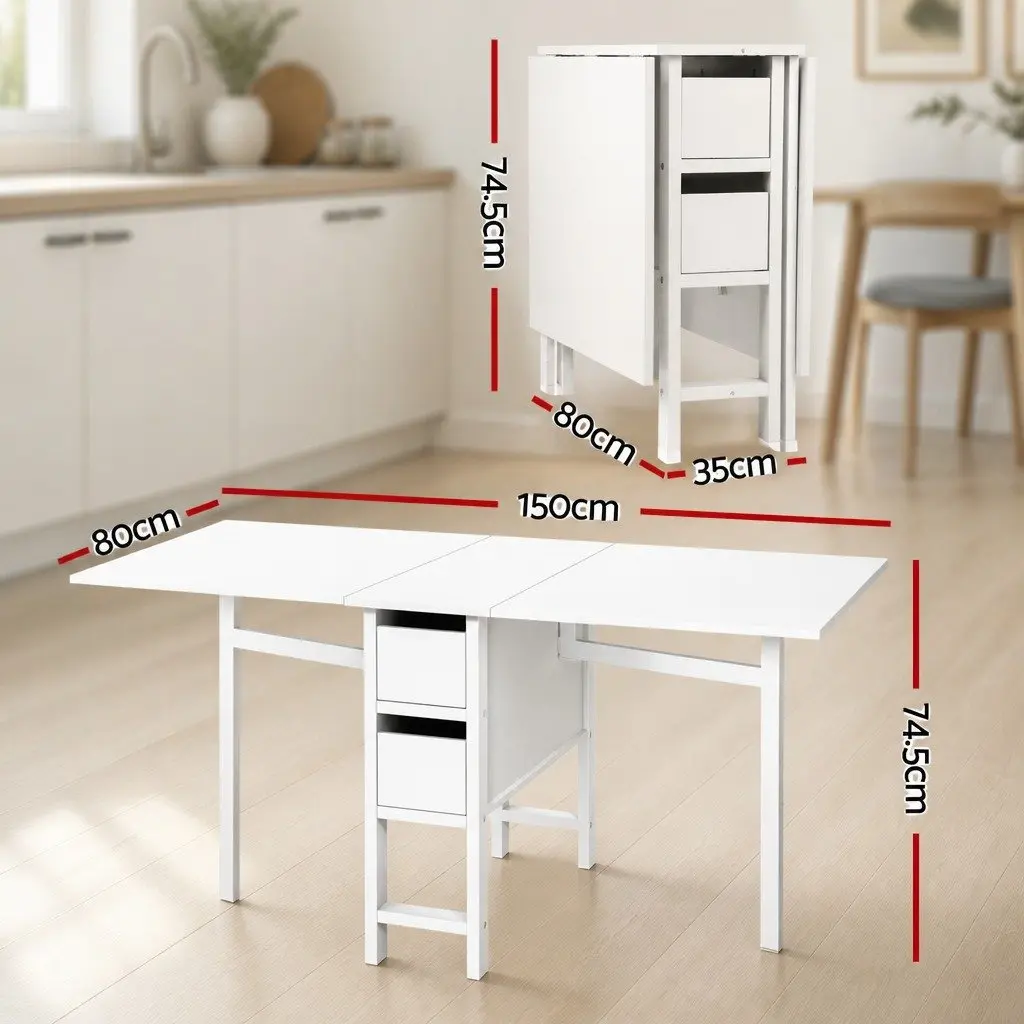 Dining Set Foldable Table Chairs 5 Piece Kitchen Furniture Black White