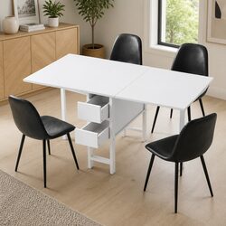 5-Piece Dining Set with Foldable Gateleg Table