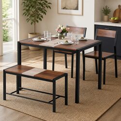 Efficient Dining Table and Chair Set with Bench, 4-Piece