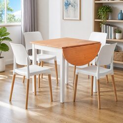 Compact Dining Table and Chairs Set with Drop-Leaf Design