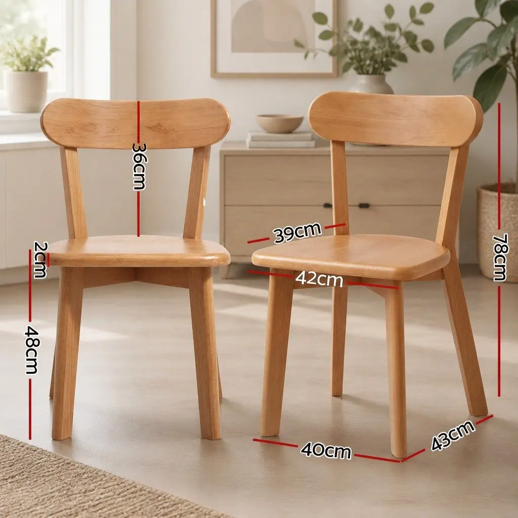 4-Seater Dining Table and Chair Set Square 100cm Pine Wood Kitchen Furniture