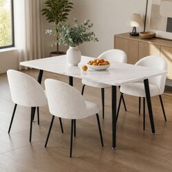 Dining Set: Marble Effect Table and 4 Chairs