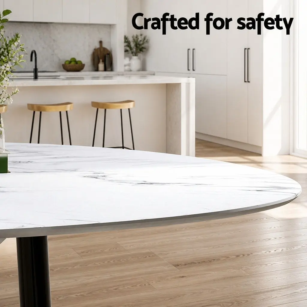 Dining Set Round Marble White Modern 4 Chairs