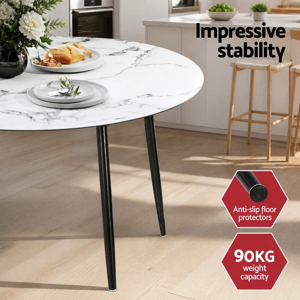 Dining Set Round Marble White Modern 4 Chairs