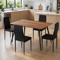 Rectangle Dining Table and 4 Chairs Set with Metal Legs