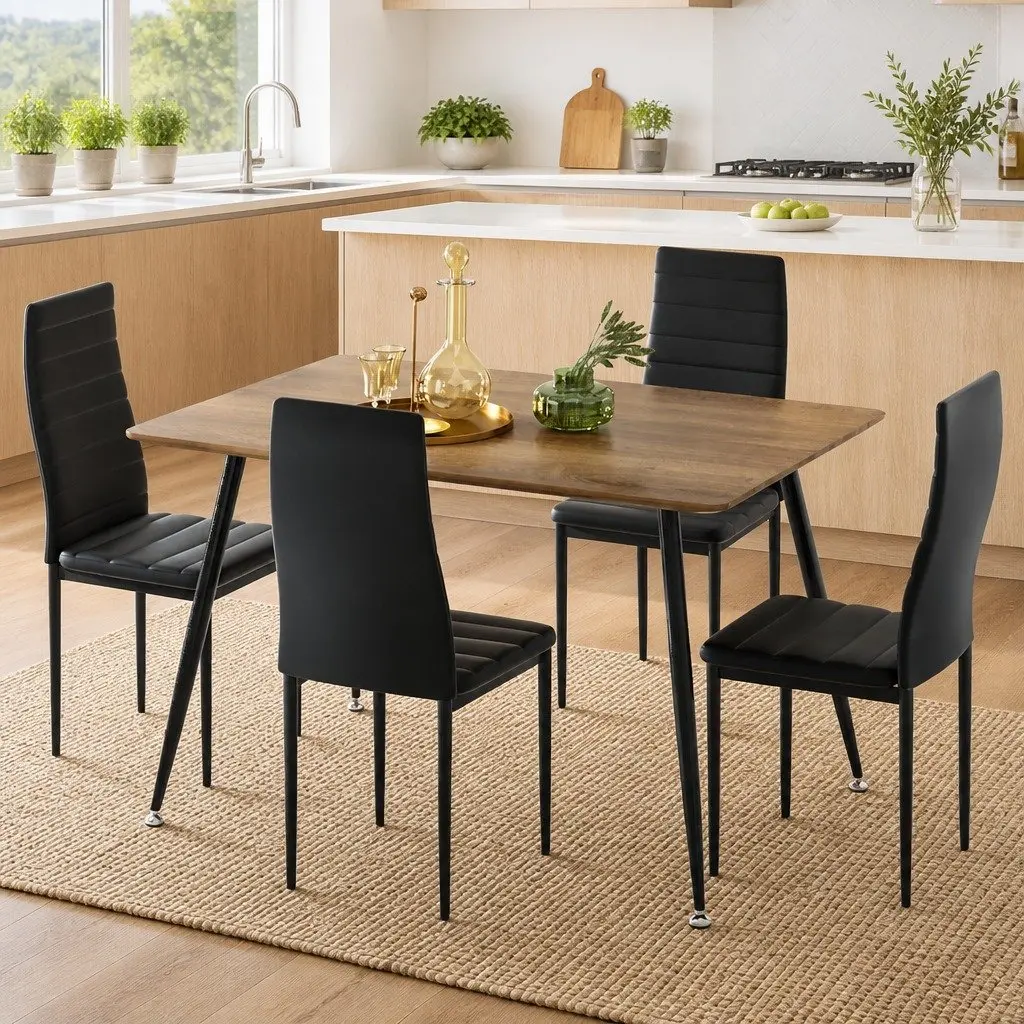 Dining Set Industrial Style Comfort 120cm Oak Black