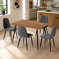 5-Piece Dining Set with MDF Tabletop and Metal Legs