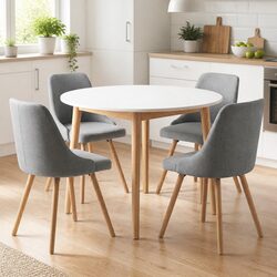 Compact 5-Piece Round Dining Table and Chair Set