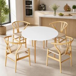 Round Dining Table and 4 Chairs Set for Modern Homes