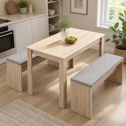120cm Dining Table and 2 Upholstered Chairs Set