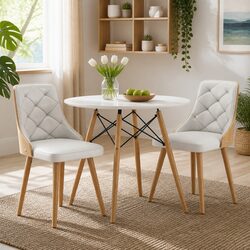 90cm Round Dining Table and Chair Set - 3 Pieces