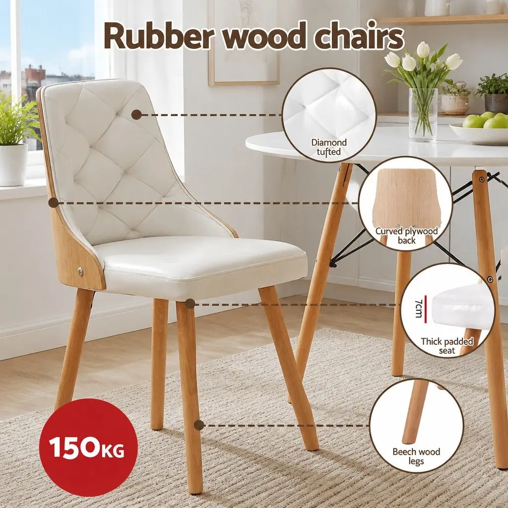 Dining Set 2 Seater Round Table 90cm White