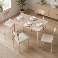 5-Piece Compact Dining Set in Beige with Metal Frame