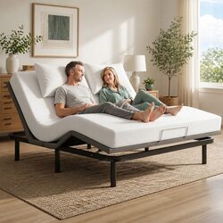 King Adjustable Bed Frame with Memory Foam Mattress Combo