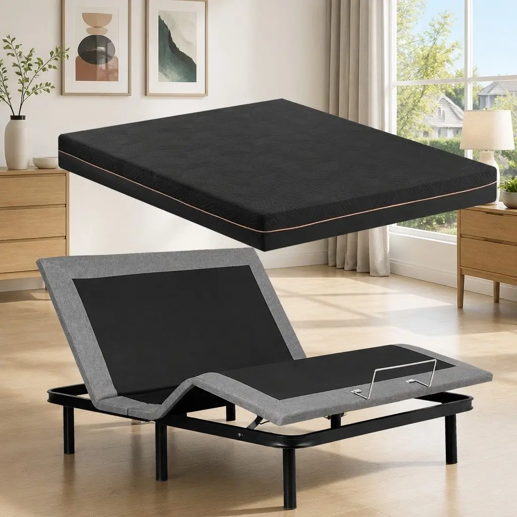 Adjustable Bed Frame with Queen Memory Foam Mattress Combo