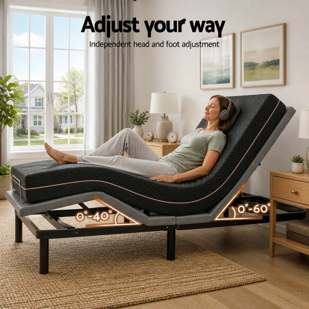 Adjustable Bed Frame with Queen Memory Foam Mattress Combo