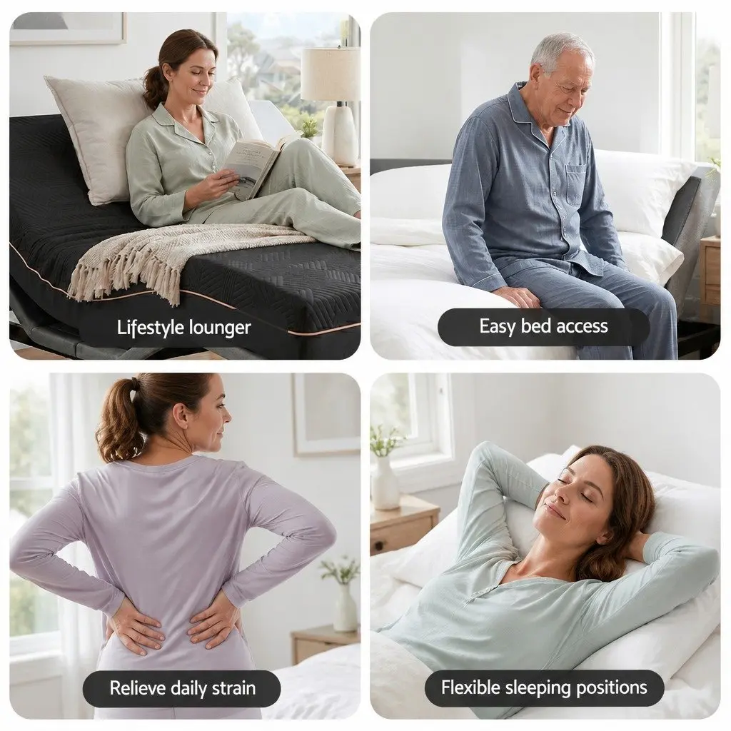 Adjustable Bed Frame with Queen Memory Foam Mattress Combo
