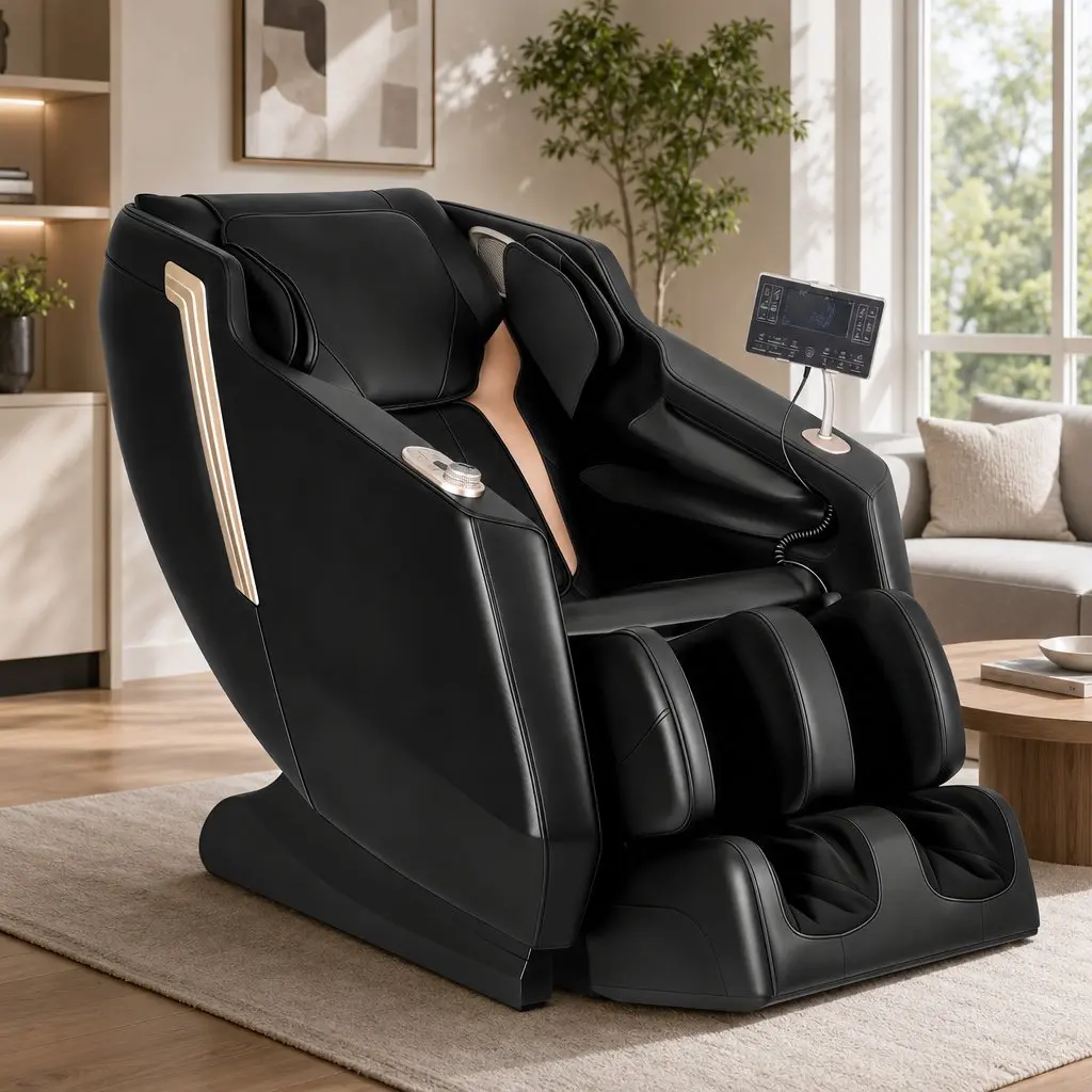 Full Body Massage Chair Zero Gravity Recliner with Heat Black PU Leather 24 Airbags