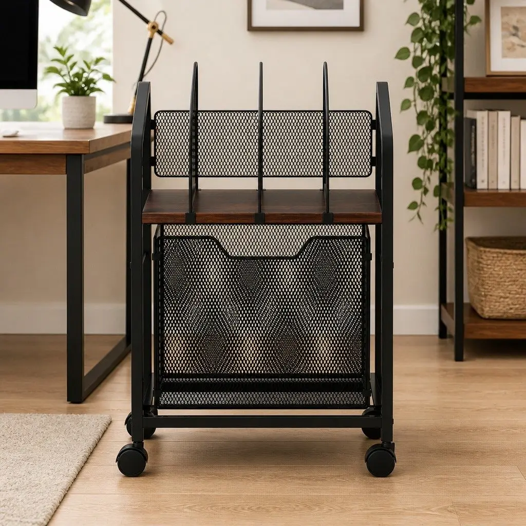Mobile Filing Cabinet Compact Storage Organiser Rolling Locking Wheels Black