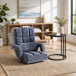 C-Shape Side Table and Adjustable Floor Lounge Chair