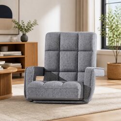 Adjustable Grey Floor Lounge Chair with Swivel Base