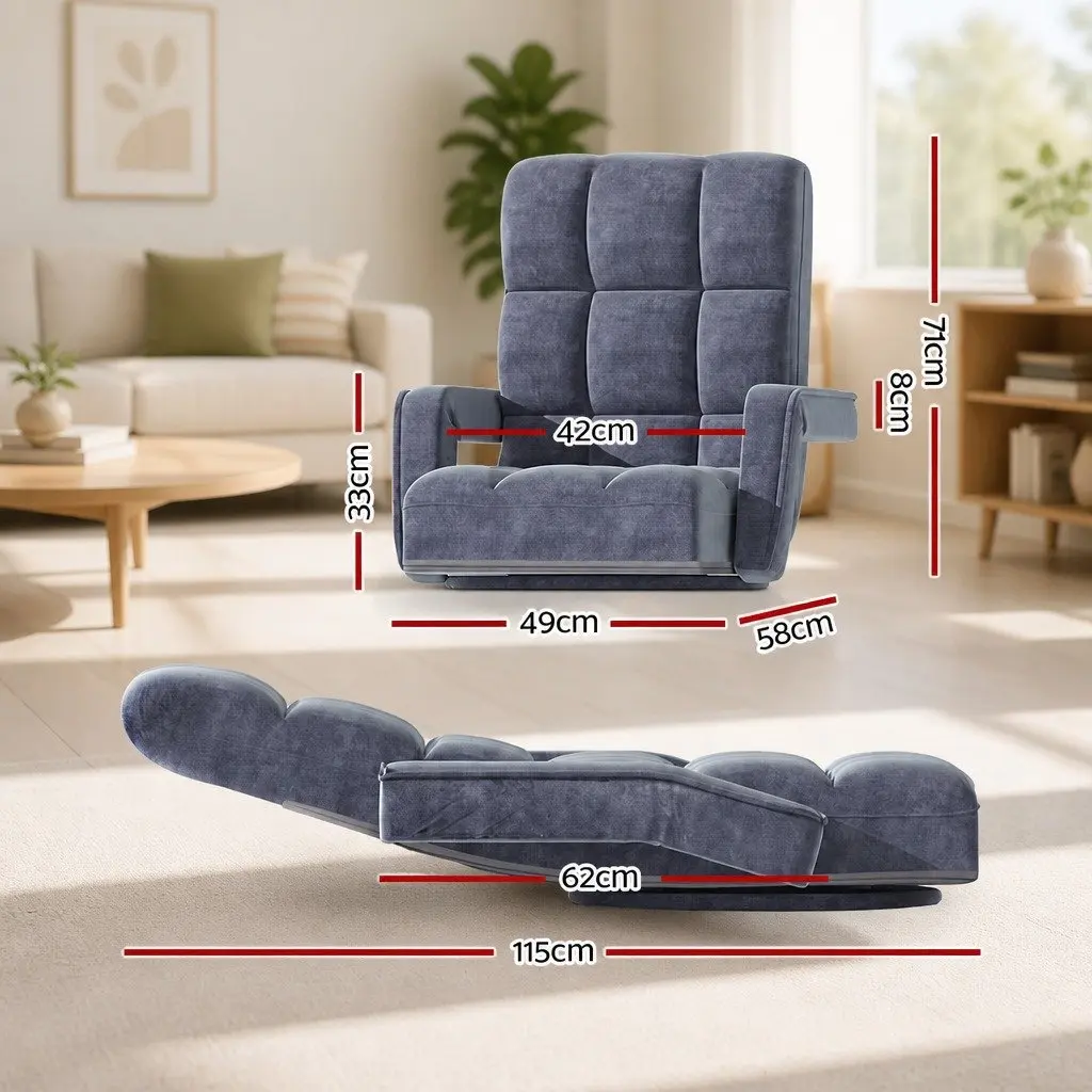 Floor Lounge Chair Adjustable Reclining 360° Swivel Foldable Charcoal