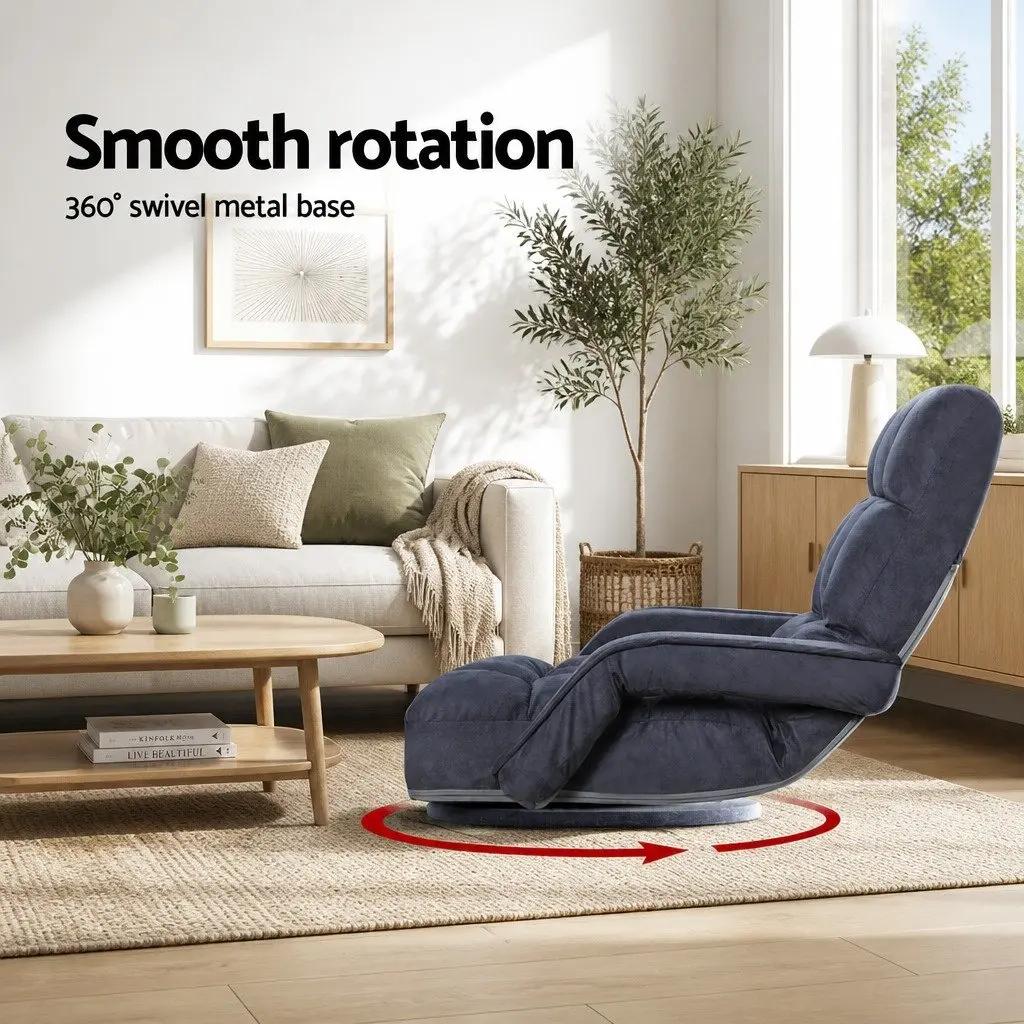 Floor Lounge Chair Adjustable Reclining 360° Swivel Foldable Charcoal