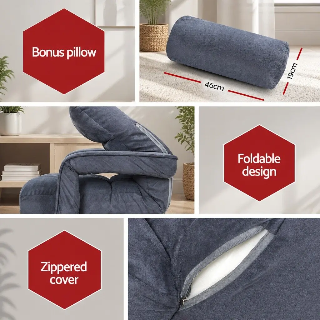 Floor Lounge Chair Adjustable Reclining 360° Swivel Foldable Charcoal