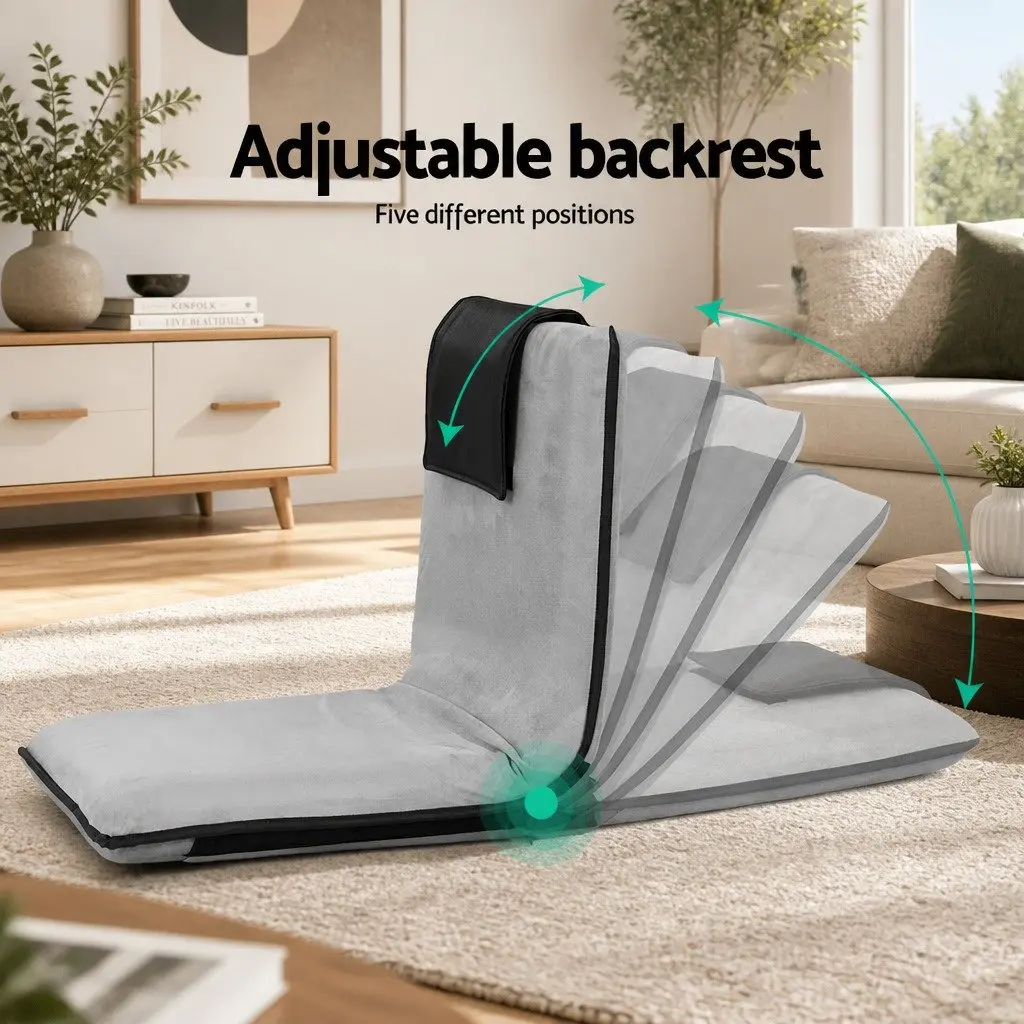 Floor Lounge Sofa Bed Adjustable Backrest Folding Grey Black