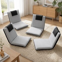 Grey Foldable Lounge Sofa Bed with Adjustable Backrest