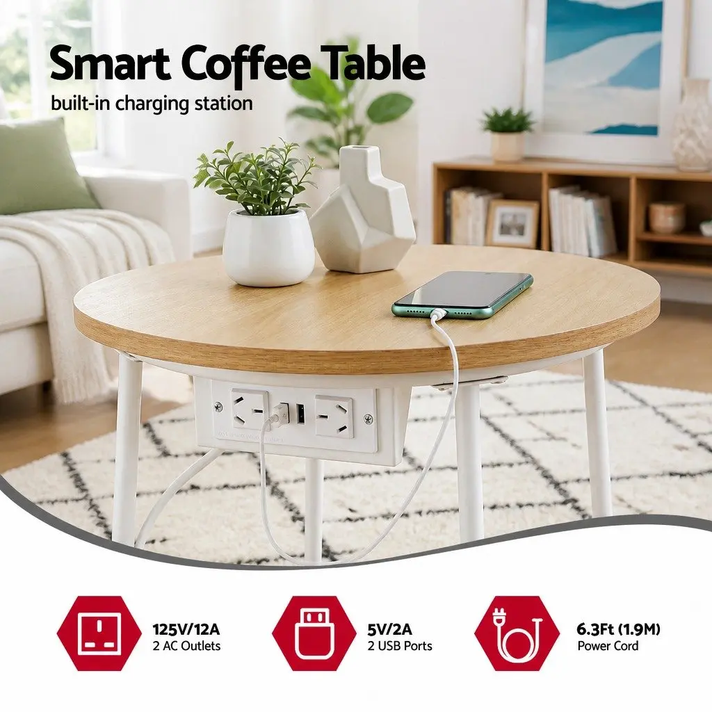 Floor Lounge Sofa Bed with Charging Station Coffee Table 4-in-1 Convertible Compact Beige Grey