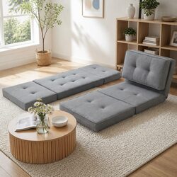 Adjustable Lounge Chaise and Ottoman Storage Set Grey