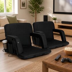Adjustable Recliner Heated Floor Lounge Sofa Bed Black
