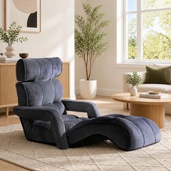 Adjustable Charcoal Sofa Bed with Flocking Fabric