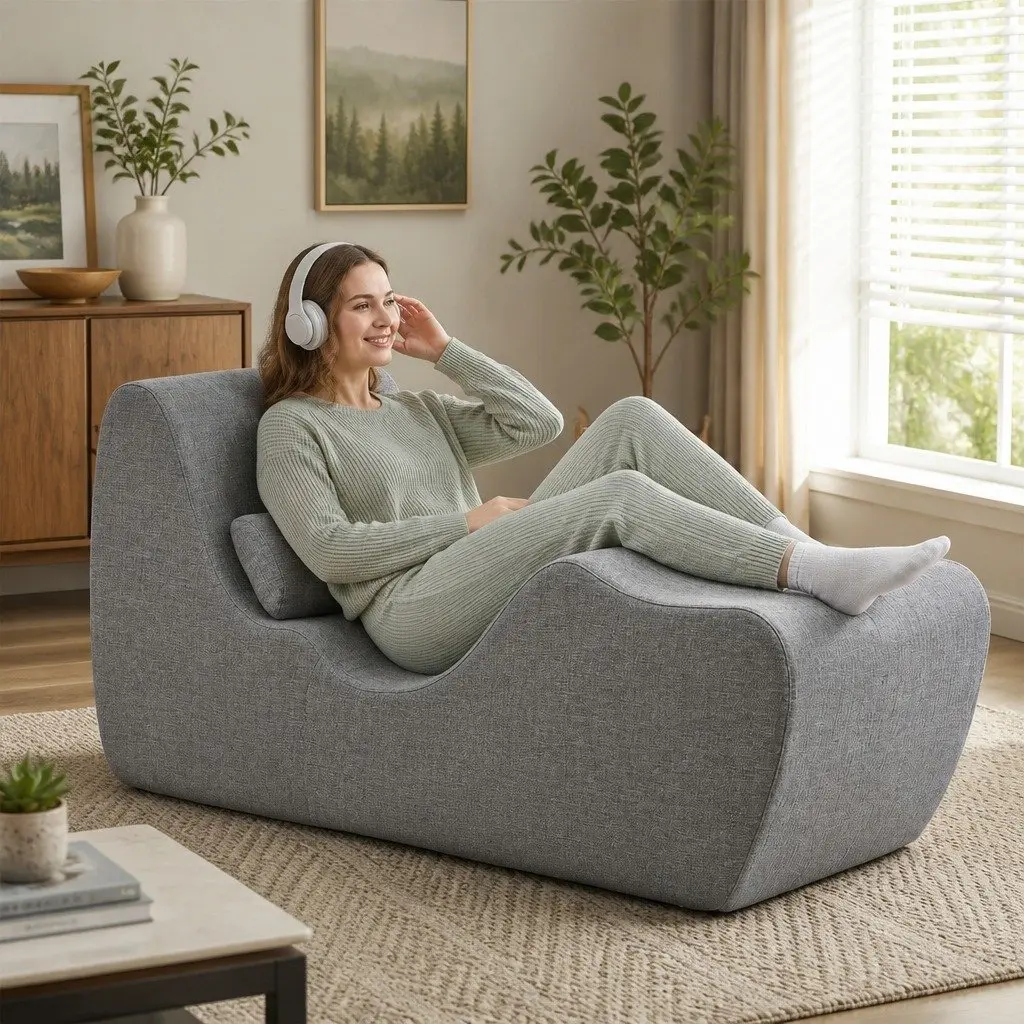 Chaise Lounge Chair Ergonomic S-Curve Boneless Grey