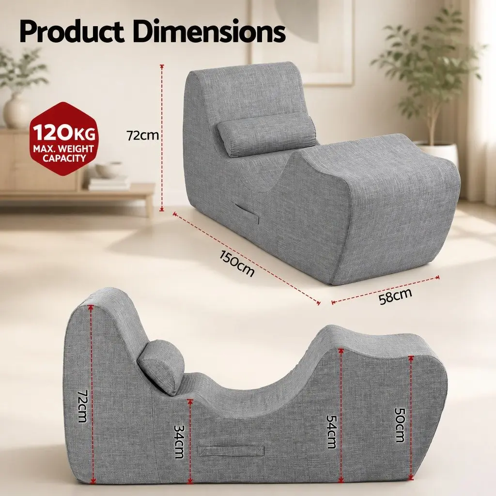 Chaise Lounge Chair Ergonomic S-Curve Boneless Grey