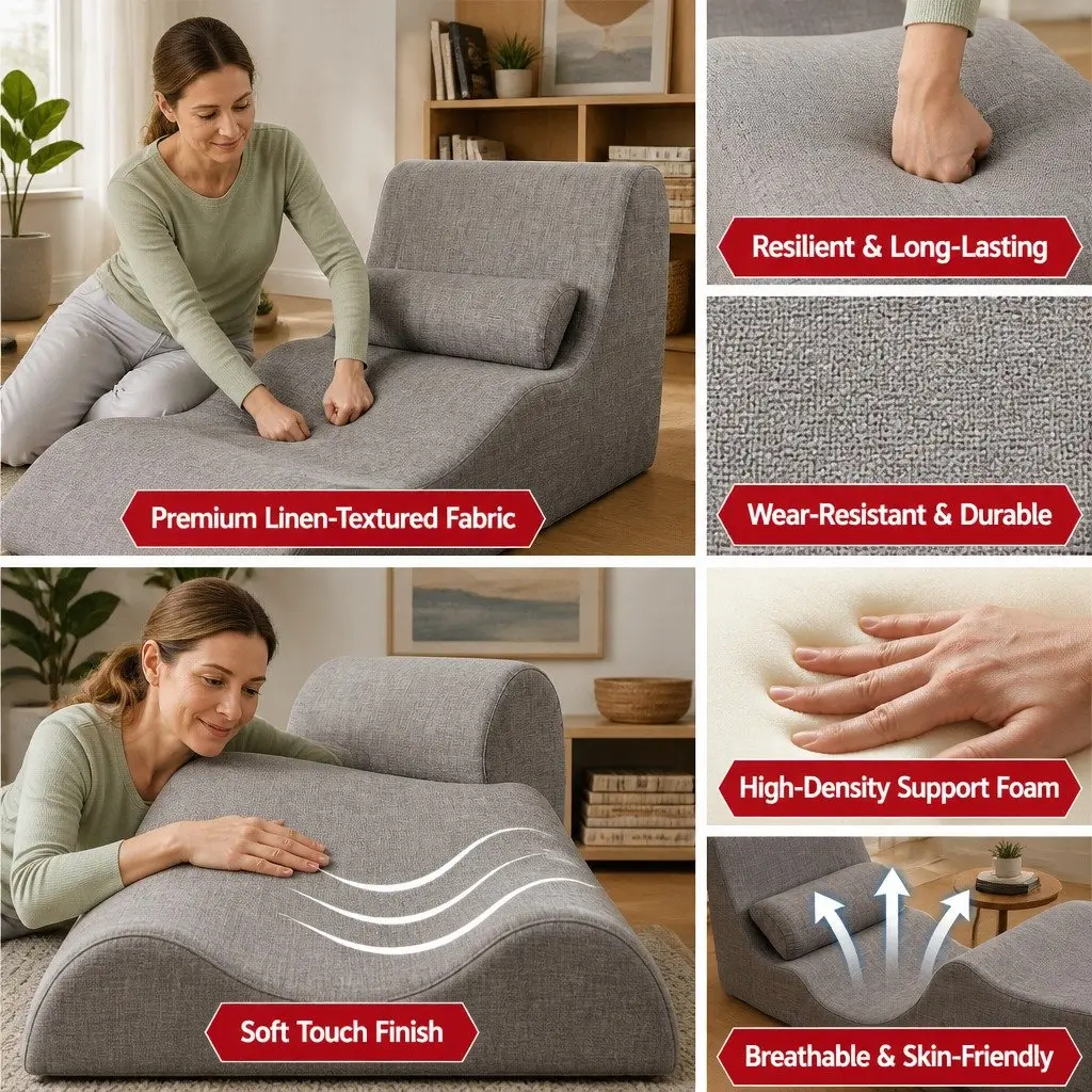 Chaise Lounge Chair Ergonomic S-Curve Boneless Grey