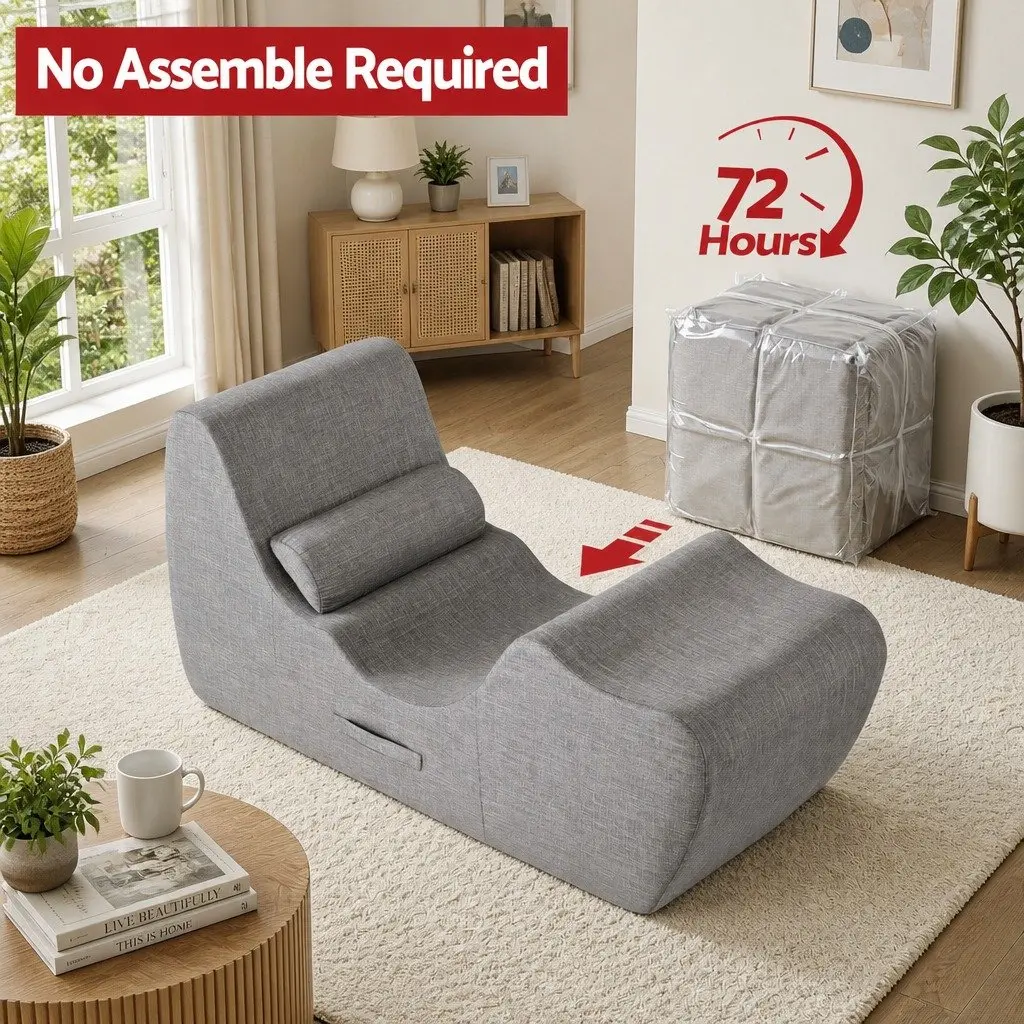 Chaise Lounge Chair Ergonomic S-Curve Boneless Grey