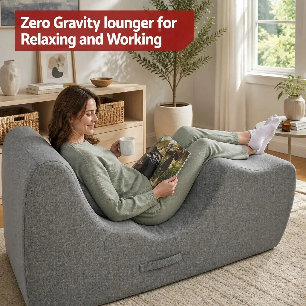 Chaise Lounge Chair Ergonomic S-Curve Boneless Grey