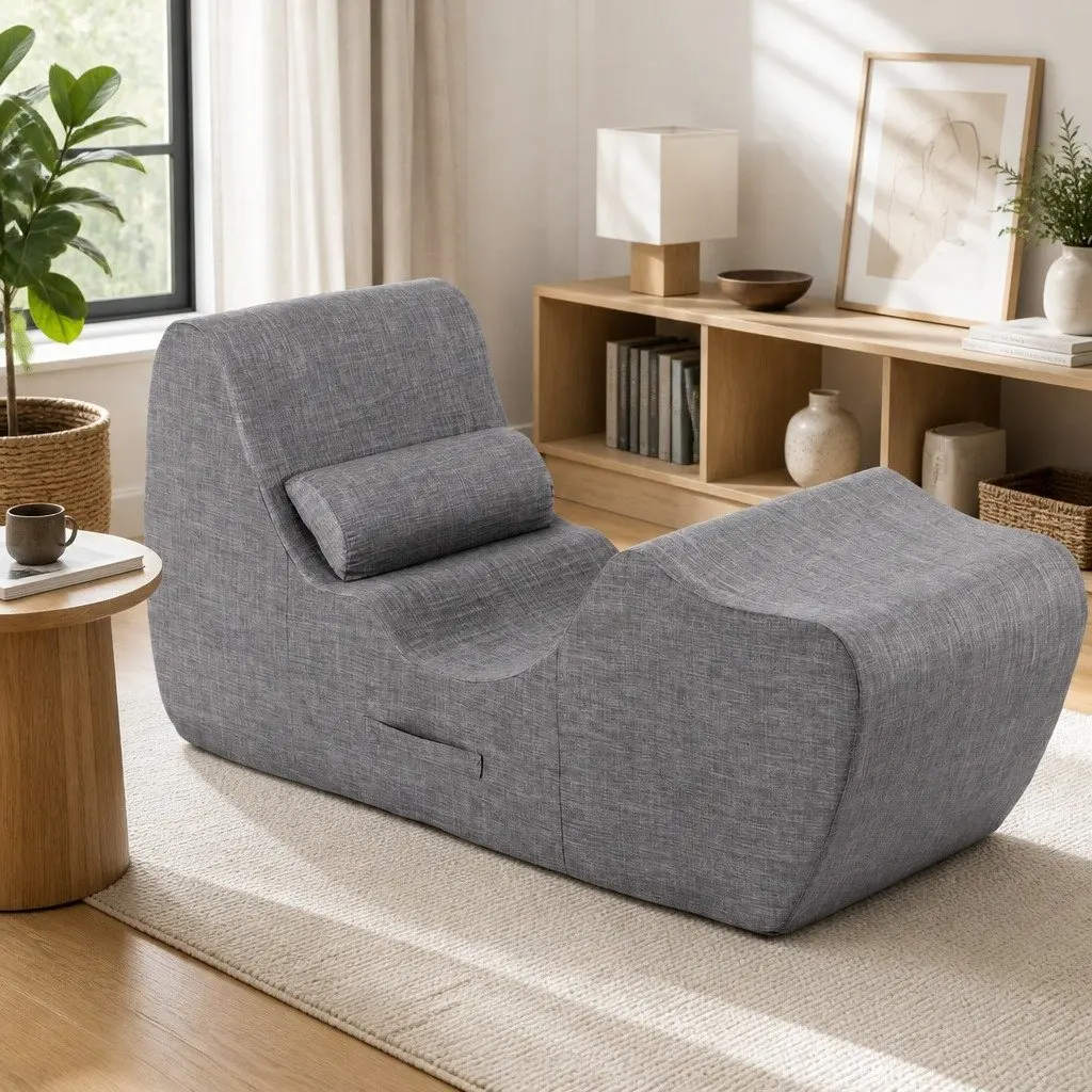 Chaise Lounge Chair Ergonomic S-Curve Boneless Grey