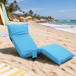 Adjustable Steel Lounge Sofa Bed with Carry Bag, Blue