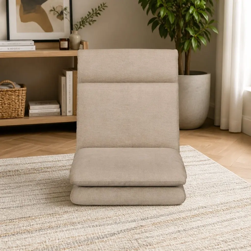 Floor Chair Recliner Adjustable Five Positions Foldable Portable Brown