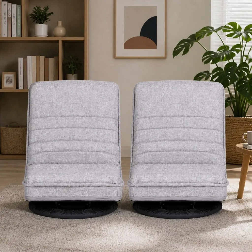 Floor Lounge Chair 360 Swivel Adjustable Foldable Beige