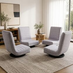 4PCS Foldable Swivel Floor Chairs with Ergonomic Support