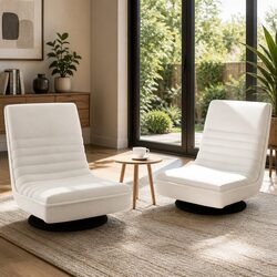 Foldable Swivel Floor Chair Lounge Sofa with Steel Frame